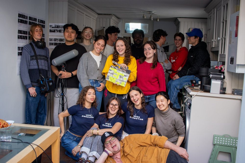 On set with the crew