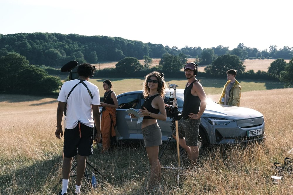 On set, filming in progress